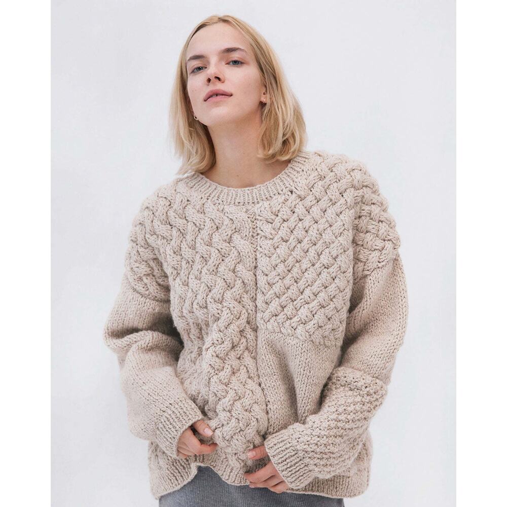 The Knotty Ones Heartbreaker Sea Salt Alpaca & Wool Sweater Beige